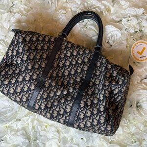 Christian Dior Trotter Navy Boston Bag Large Duffel Vintage - Authentic